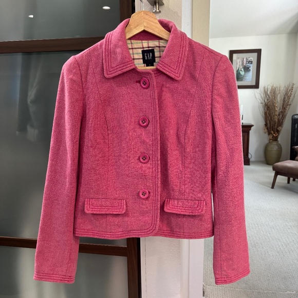 Gap Wool Blazer - Pink/Raspberry Size S - Picture 3 of 12
